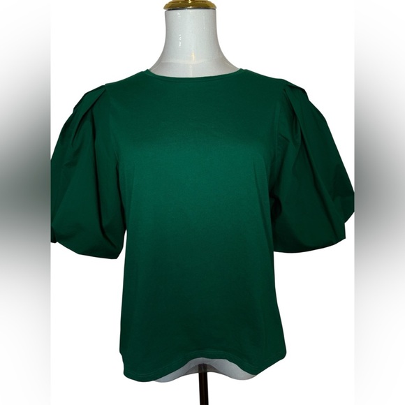 Elegant Green Puff Sleeve Top - Picture 1 of 3
